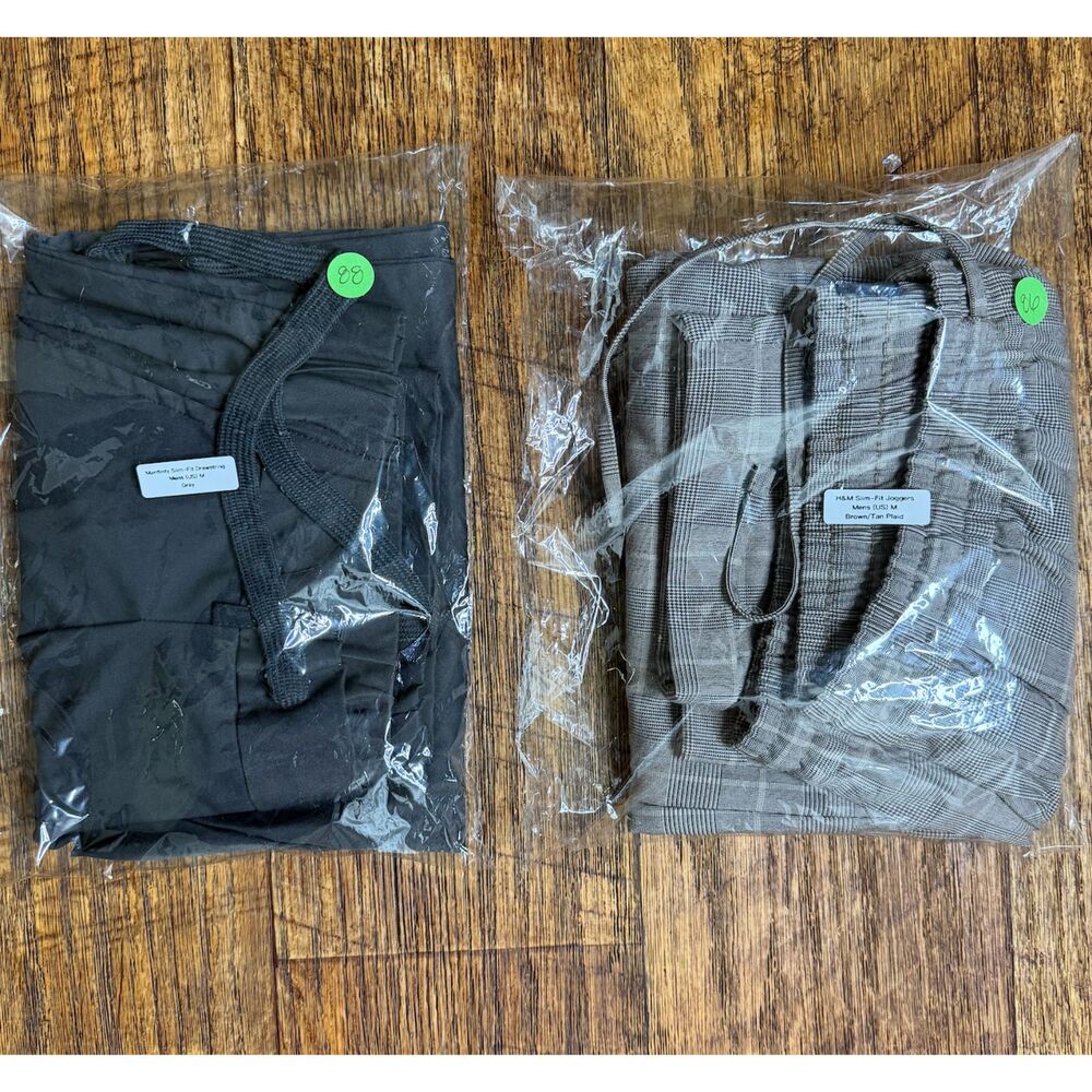 Men's Bundle #8: 2 Pants Size M Drawstring Joggers